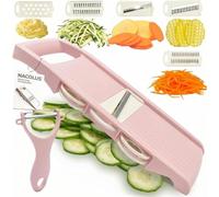 NACOLUS Mandoline Slicer - 5 in 1 Veggie Slicer & Cutter, Potato & Cucumber Slicer, Waffle Fry Cutter, Hot Swap Mandolin with Peeler & Carrot Shredder