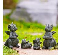 Nacome Dragon Statues for Fairy Garden Accessories: Outdoor Set of 4 Table Sculptures for Clearance Outside Lawn Ornaments Porch Patio Balcony Yard - Gifts for Mom Grandma