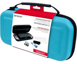 Nacon Pack de 3 éléments Pour Switch 2 | 1 Pochette Rigide | 1 Protection d'écran | Boite de Rangement Pour Jeux (Bleu)