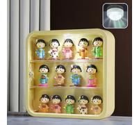 Naconmlet Display Case, Figures with Light, Clear Wall-Mounted Display Cases 3-Layer Storage Box with Door, Dust Proof, Moisture Proof, Suitable for Pop Mart, Collectibles Mini Figures Toys
