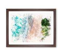 Nacpan Beach In El Nido Philippines Watercolour Modern Framed Wall Art Print, Ready to Hang Picture for Living Room Bedroom Home Office Décor, Walnut A3 (46 x 34 cm)