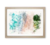 Nacpan Beach In El Nido Philippines Watercolour Modern Framed Wall Art Print, Ready to Hang Picture for Living Room Bedroom Home Office Décor, Oak A3 (46 x 34 cm)