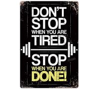 NaCraftTH Metal Iron Tin Sign [Don't Stop] Exercise Workout Motivation Quote Retro Vintage Hanging Wall Art Gym Fitness Home Decor, 8"x12"