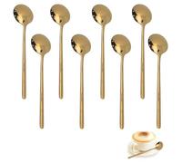 NACTECH Stainless Steel Spoons 8Pcs Gold Plated Espresso Spoons Long Handle Spoons Coffee Spoons Mini Teaspoons Set for Home Kitchen or Restaurant