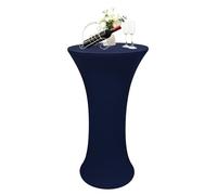 Nacuci 24x43 Inch Round Fitted Cocktail Table Cover Navy Spandex Cocktail Table Cloth Highboy Fitted Tablecloth High Top Table Cloths for Party Pub Banquet Bistro