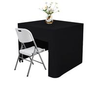 Nacuci 34X34 Inch Black Square Fitted Tablecloth Open Back Fitted Table Cloth Washable Polyester Fitted Table Cover for Folding Table Display Trade Show Party Wedding Banquet Birthday