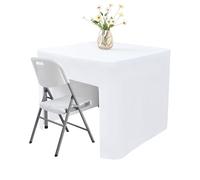 Nacuci 34x34 Inch White Square Fitted Tablecloth - Open Back - Polyester - Folding Table Display - Trade Show - Party - Wedding - Banquet - Birthday