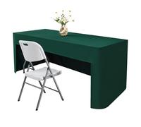 Nacuci 48X24 Inch Green Rectangle Fitted Tablecloth Open Back Fitted Table Cloth Washable Polyester Table Cover for 4 Foot Folding Tables Display Trade Show Party Wedding Banquet Birthday