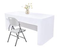 Nacuci 48X24 Inch White Rectangle Fitted Tablecloth Open Back Fitted Table Cloth Washable Polyester Tables Cover for 4 Foot Folding Table Display Trade Show Party Wedding Banquet Birthday