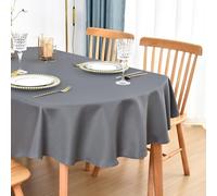 Nacuci Oval Tablecloth 60x84 Inch Water Resistant Polyester Table Cloth Solid Grey Heavy Duty Table Cover Washable for Dinning Home Party