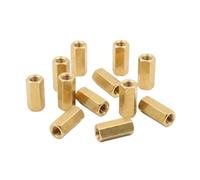NACX M2.5 x 10mm Brass Hex Coupling Nut, Female Thread Long Hex Nut Connector, High Strength Threaded Rod Coupler, Corrosion Resistant for Mechanical and Electrical Applications, 70PCS