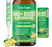 NAD+ Boost Liquid 60ml - Premium NAD Supplements High Strength Formula with Resveratrol Liquid, Elderflower Flavour, Easy Absorption - Supports Energy, Focus and Wellness - NAD Plus Supplements UK