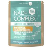NAD+ Capsules 1,000mg Nicotinamide | Flush-Free B3, B12, Quercetin, L-Tryptophan & Resveratrol | Sugar-Free, Vegan NAD Supplement for Energy, Focus, Aging & Cellular Repair. 90 Capsules (60 Capsules)
