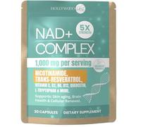 NAD+ Capsules 1,000mg Nicotinamide | Flush-Free B3, B12, Quercetin, L-Tryptophan & Resveratrol | Sugar-Free, Vegan NAD Supplement for Energy, Focus, Aging & Cellular Repair. 90 Capsules (30 Capsules)