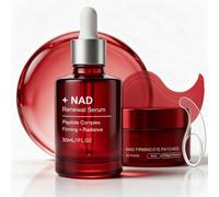 NAD Firming Serum & Under Eye Patches Duo For Face & Neck, Korean Skincare | NAD Serum Anti Aging For Face, Neck & Smile Lines, NAD Patches For Puffiness & Dark Circles, Beauty Gifts Sets For Women.
