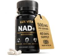 NAD+ Supplement 500mg Nicotinamide Riboside (NR) with Quercetin & Trans-Resveratrol | High Strength NR Complex, 80 Vegan Capsules, 40 Servings | Energy & Tiredness Support | LuxVita