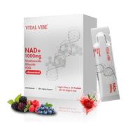 NAD Supplements UK, with Nicotinamide Riboside, Resveratrol & PQQ, 10.5 fl. oz NAD Liquid for Men & Women, Anti-Aging, Energy, Focus, Fast-Absorption Berry Flavor Drink Mix (1000mgLiquid 30 Packets)