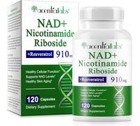NAD+ Supplements with 910mg Plant-Based Formula - NAD Support with Nicotinamide Riboside & Resveratrol, 120 Capsules, Supports Cellular Energy & Daily Wellness