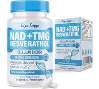 NAD+ TMG, Resveratrol -120 Capsules, 60 Day Supply, Cellular Energy Aid, Methylation Support, Antioxidant Complex, Vegan Friendly, High Strength Formula, NAD Supplements UK, Daily Vitality Support