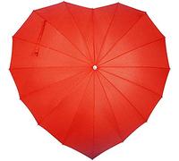 nadamuSun Forever Love Parasol Red Heart Shaped Girls Umbrella for Valentine, Wedding, Engagement and Photo Props (Red)