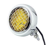 NADCFN Motorcycle Headlight FIt For Harley Chopper 4.5" Headlight Sealed Lamp Light Bulb Motorcycle Cafe Racer Head Lamp With Grille Guard Waterproof Fog Headlights(Chrome Amber)