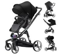 NADDLILY Electric Smart Pushchair Pram Travel System, Remote Control Set Intelligent Mode, Multifunctional Infant Newborn Buggy, Baby Stroller with Reversible Two Pushing Modes (WL8 Black)