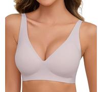 Nadeer Bras Wireless Women's Everyday Bras Zero Feel Bralettes Seamless Deep V Push Up Sleeping T Shirt Bra with Extender Purple