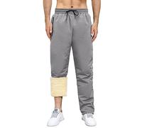Nadeer Men's Fleece Lined Thermals Sweatpants Winter Warm Pants with Zipper Pockets Jogging Bottoms Trousers Active Jogger Pants Drawstring Lounge Thick Tracksuit for Sports Outdoor Grey