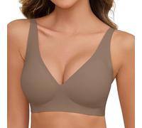 Nadeer Wireless Women's Everyday Zero Feel Seamless Bra Deep V Push Up T Shirt Bralette With Extender