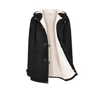 Nadeer Womens Horn Button Fleece Lined Thicken Long Hoodies Jacket Fashion Casual Duffle Zipper Hooded Toggle Coat with Pockets