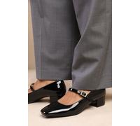 'Nadia' Girl's School Block Heel Buckle Strap Mary Jane Shoes Where's That From True Black 8