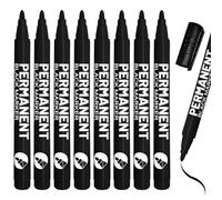 Nadiaen 8 Pcs Permanent Marker Pens - Waterproof Black Ink for Fabric, Plastic, Wood, Metal, Glass, Rocks Painting