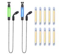 Nadiaen Bobbins Carp Fishing,2 PCS Fishing Bobbins,Bite Indicators for Carp Fishing,Bite Alarm Bobbins with 10 Glow Stick,Chain Fishing Bobbers Practical Night Fishing Carp Accessories(Green+Blue)
