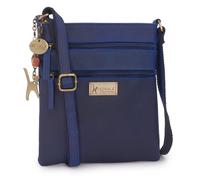 Catwalk Collection Handbags - Small Leather Crossbody Bag For Women - Slim Messenger Bag - Adjustable Shoulder Strap - Nadine - Blue