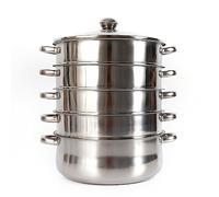 NadineDutol Mantovarka 5-Tier Steamer Set, Stainless Steel Cookware with Stainless Steel Lid, Soup Pot, Organic Steamer, Home, Kitchen Stove for Induction Cooker, Silver