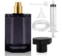 Nadinsta 100ML Empty Glass Perfume Atomiser, Refillable Black Refillable Perfume Travel Bottle, Portable Travel Perfumes Glass Spray Bottle with Funnel for Perfume Replacement,Gift