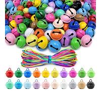 Nadinsta 100pcs 22mm Jingle Bells, Small Bells For Crafts With 20m Rope