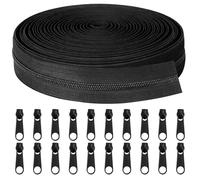 Nadinsta 21 Yards Zippers for Sewing, #3 Bulk Zipper, Replacement Black Continuous Zip with 20pcs Sliders, Nylon Coil Sewing Zipper for Jackets, Sewing Assorted Sizes, Pillows, Bags