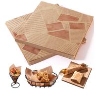 Nadinsta 250 Pcs Greaseproof Parchment Paper Sheets, 18 * 18cm Newspaper Printing Style Baking Paper Sheets, Waterproof Food Burger Papers Wrapping for Bread Sandwich Chip and Cakes