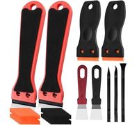 Nadinsta 4pcs Plastic Scraper with 100 Plastic Blades, Non Scratch Scraper Tool Kits, 2pcs Stainless Steel Wallpaper Scraper, 3pcs Pen-Shaped Scraper for Glass, Car Sticker, Wall, Label Remover