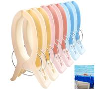 Nadinsta 6 Pcs Extra Large Beach Towel Clips For Sun Loungers, Windproof Jumbo Towel Pegs Sunbed Towel Clips, Bright Colour Strong Grip Beach Towel Pegs For Laundry, Pool Chairs, Sunbeds