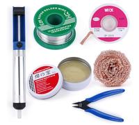 Nadinsta 6Pcs 0.8mm Solder Wire, 50g Flux Soldering Paste &Desoldering Pump | Solder Wick,Solder Tip Cleaner, Micro Shear Wire Cutter Pliers, Solder Removal Tool Set for Electronic Components Soldering