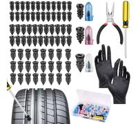 Nadinsta 75Pcs Tyre Repair Kit Rubber Nails with Screwdriver & Pliers | Car Puncture Repair Kit, Tyre Repair Screws, Fast Self-Service Tire Rubber Nails for Auto Moto Bicycles (25S +25M +25L)