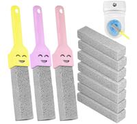 Nadinsta 7PCS Pumice Stone for Toilet, Toilet Pumice Cleaning Stone with 3 Handle, Replaceable Toilet Pumice Stone for Cleaning Supplies, Nature Pumice Sticks for Bathroom Pool Limescale Remover