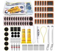 Nadinsta 85pcs Puncture Repair Kit Bicycle, Bike Tyre Repair Kit - 48pcs Tyre Patch and 22pcs Self-Adhesive Bicycle Patch ＆ 15 pcs Repair Tools, Portable Strorage Box for All Bicycles, Motorcycle