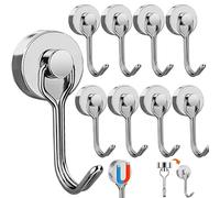 Nadinsta 8pcs Swivel Swing Neodymium Magnetic Hooks, 8KG/17.6LBS Pull Extra Strong Magnet with Hooks，Heavy Duty Hooks for Cruise Cabins Fridge, Hanging, BBQ, Kitchen, Camping Vanor