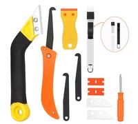 Nadinsta Grout Removal Tool, Grouting Rake Removal Tools Tile Grout with 6 Pcs Extra Replacement Accessories and 1 Scraper Tool,1 Hand Saw Angled Grout Rake, 1 pc Brush for Tile Grout Remover
