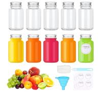 Nadisean 10Pcs 2.7oz/80ml Ginger Shot Bottles, Reusable Glass Shot Bottles with Lids, Glass Juice Bottles with Lids, Brush, Funnel, Labels, Leakproof Small Glass Bottles for Juice Ginger Milk Spice
