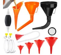 Nadisean 10Pcs Universal Fuel Funnel Set, Plastic Oil Funnel, Right Angle Flexible Engine funnel with Filter & Detachable Spout, Long Mouth for Auto Oil Gasoline