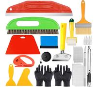 Nadisean 17 PCS Wallpaper Tool Kit, Multi-Function Wallpaper Smoothing Tool Kit with Wallpaper Brush, Squeegee, Seam Roller, Trimming Tool, Wallpapering Tools for Wallpaper, Murals, Window Film
